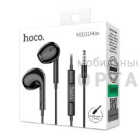 Наушники внутриканальные HOCO M101 Max Crystal, микрофон, кнопка ответа, кабель 1.2м, цвет: чёрный (1/144/864)