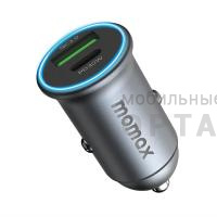 АЗУ блок питания MOMAX Dual-Port USB with Type –C PD Fast Car Charger 30w Grey